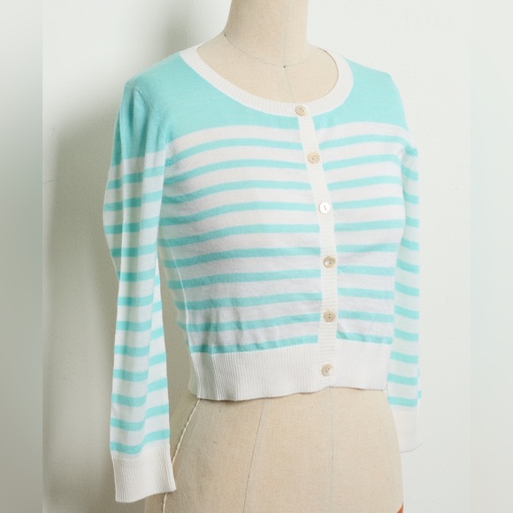 Three-Quarter Sleeve Open-Front Cropped Cardigan 100% Cashmere[NEW] - Picture 2 of 6